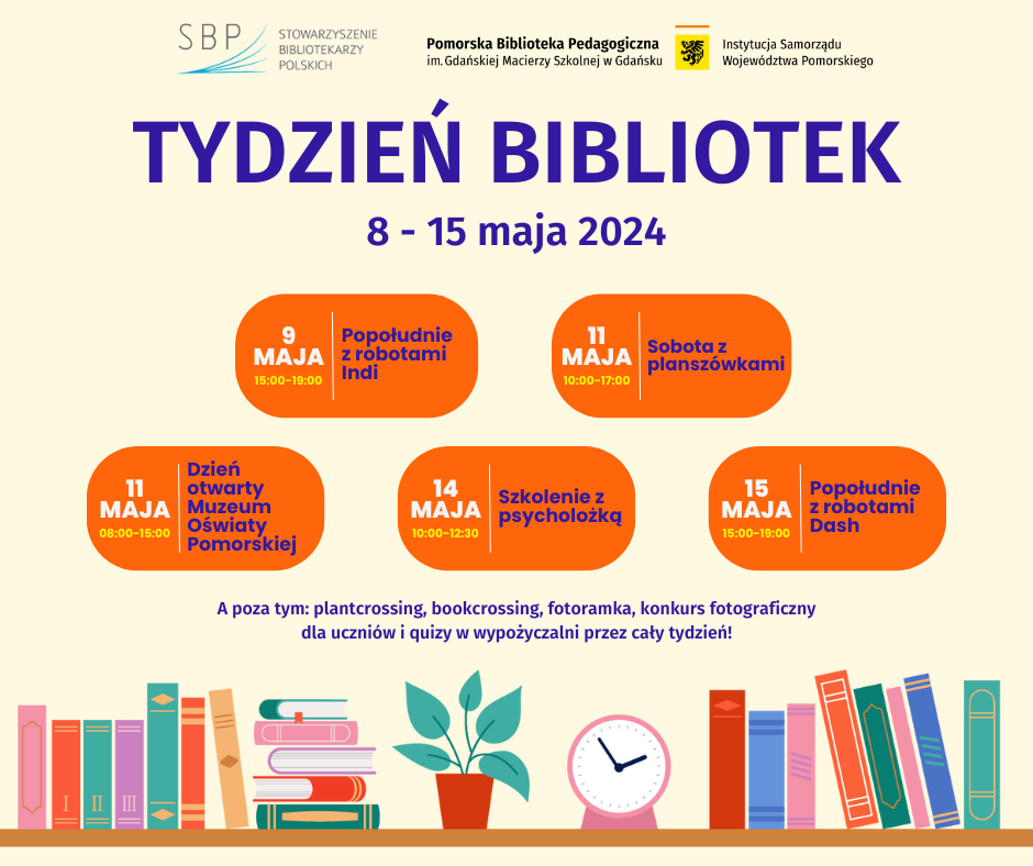 grafika promująca tydzień bibliotek