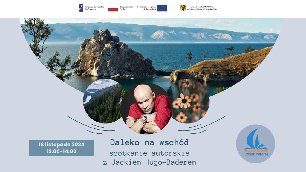 grafika informująca o spotkaniu autorskim z Jackiem Hugo-Baderem